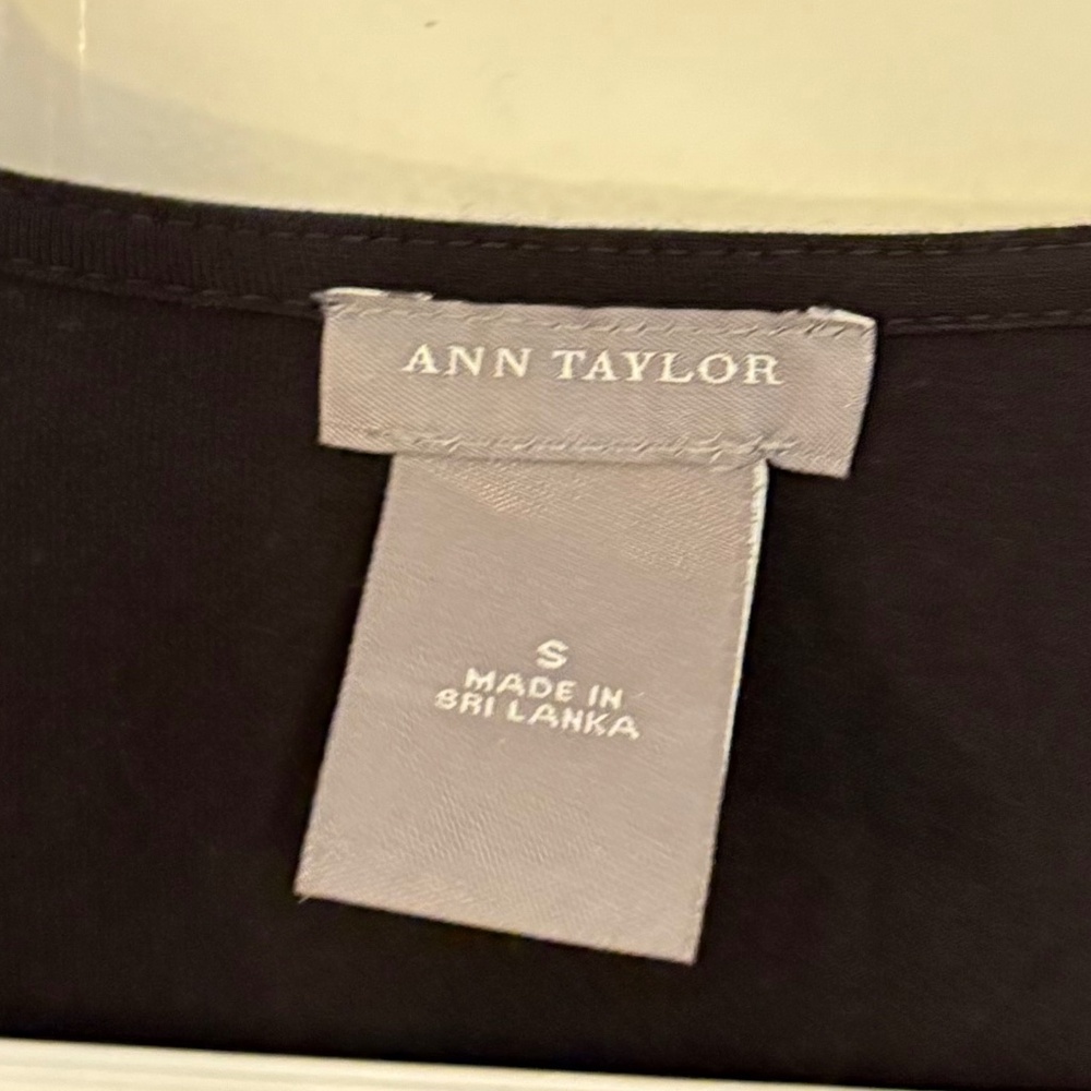 Ann Taylor Black Long Sleeve Draped Wrap Top - Picture 2 of 2
